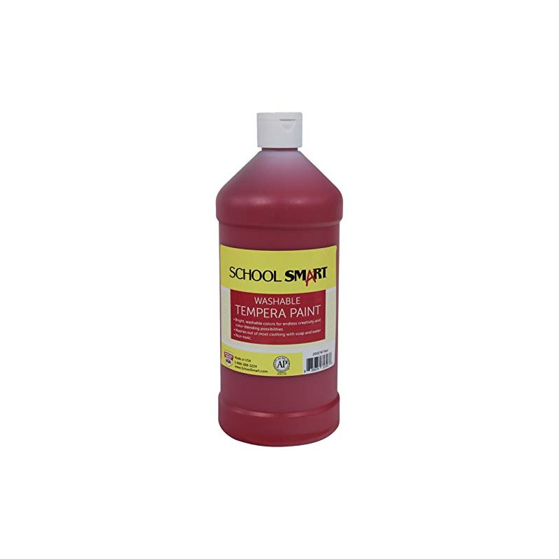 School Smart Washable Tempera Paint, Quart, Red