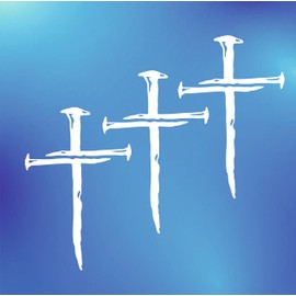 3pcs, Cross with Nails Decals + Bonus - Christian Religious Jesus Stickers for Car, Truck Window, Cross of Nails Outdoor Bumper Sticker, 6x4in (White)