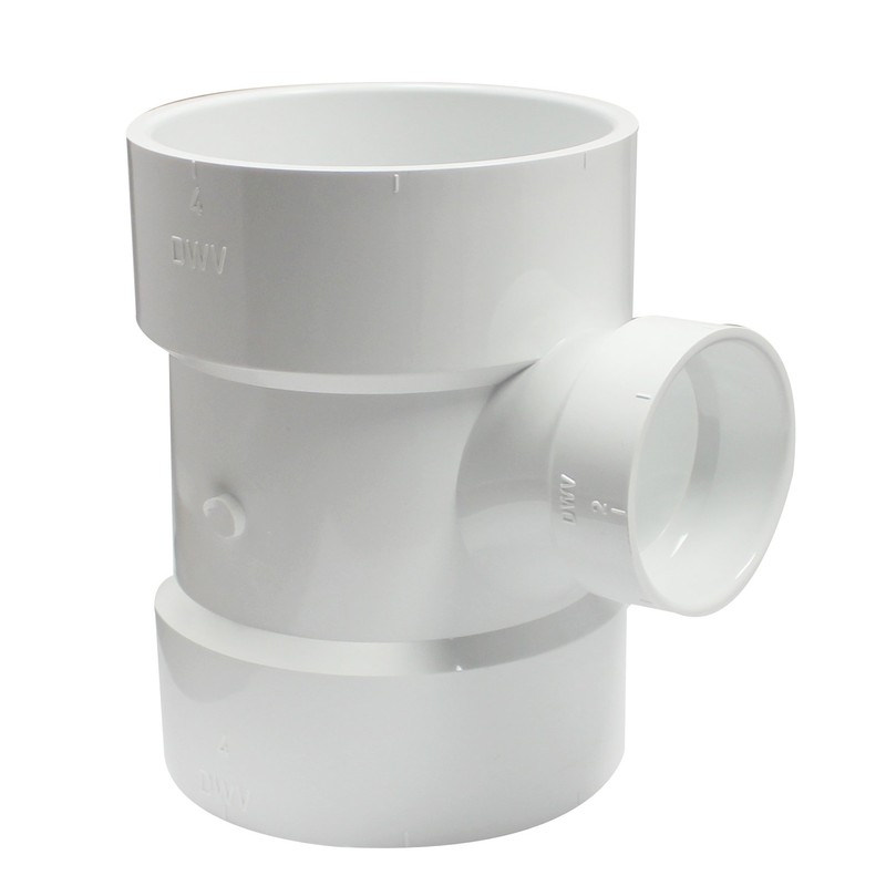 Canplas 192134 PVC DWV Sanitary Tee, 4 x 4 x