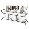 Bekith 3-Piece Ceramic Flatware Caddy with Metal Rack, Utensil Holder