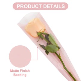 BEISHIDA 100 PCS Single Rose Sleeve Bouquet Bags Plastic Single Flower Wrapping Rose Packaging For Mother's Day Graduation Wedding Birthday Valentine's Day Party (Pink with Matte Back)