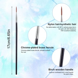 6 Pieces Detail Paint Brush Set, Fine Paint Brush Thin Detail Paint Brush Miniature Paint Brushes Small Fine Tip Paint Brush for Miniature Detail Painting Classroom Watercolor Canvas Face Painting