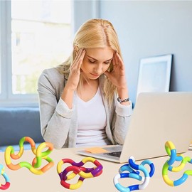 Tangle Fidget Toy, 12 Pcs Silent Twisty Fidget Toys for Kids Sensory Toy Gift for ADHD Autism Adults Stress Relief