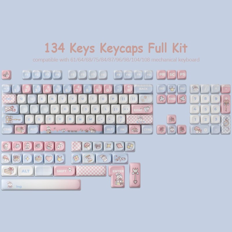 PBT Keycaps 135 Keys MOA Profile Cute Keycaps Dye Sublimation