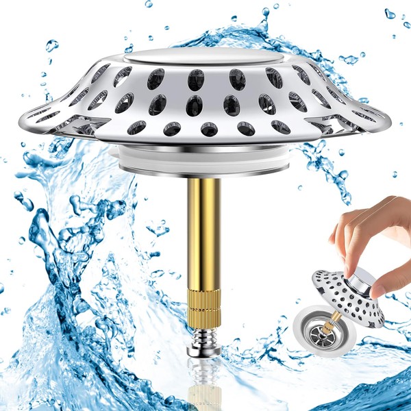 ATSGJLZN Bath Plug 2-in-1 Drain Strainer Shower Made of Brass,