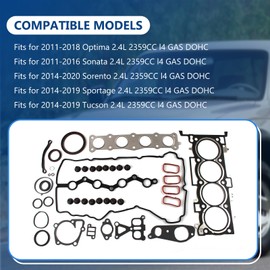 CYCWER G4KJ 20910-2GU03 Engine Overhaul Gasket Kit Engine Rebuild Kit Fits for 2011-2018 Optima 2.4, Fits for 2014-2020 Sorento 2.4L, Replace OE 20910-2GU03 2102025120