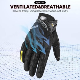 mjmoto Motorcycle Gloves Men Touch Screen Motocross BMX ATV MTB Cycling Racing Gloves (Size L)