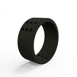 Men's Black Perforated Silicone Ring Size 08