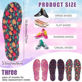 Velmitten 3 Pairs No Show Socks Sockless Shoe Liner Washable Barefoot Shoe Insoles No Slipping Inserts(Delicate Style)