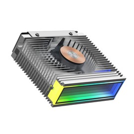 Jungle Leopard S50 M.2 2280 ARGB Hard Drive Heatsink PWM Dual Fan Solid State Drive Cooler M2 SSD Cooler 5V 3Pin Addressable RGB Sync SSD Cooler with Thermal Pad (White)