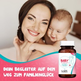 Baby by Lady Passion - If you want to have children - your companion on the way to family happiness with folic acid for desire to have children, iodine, cobalamin and zinc - vegan and made in Germany