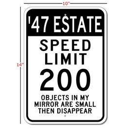 1947 47 BUICK ESTATE Speed Limit Garage Sign, Metal Novelty Sign, Man Cave Wall Decor - 10x14 inches