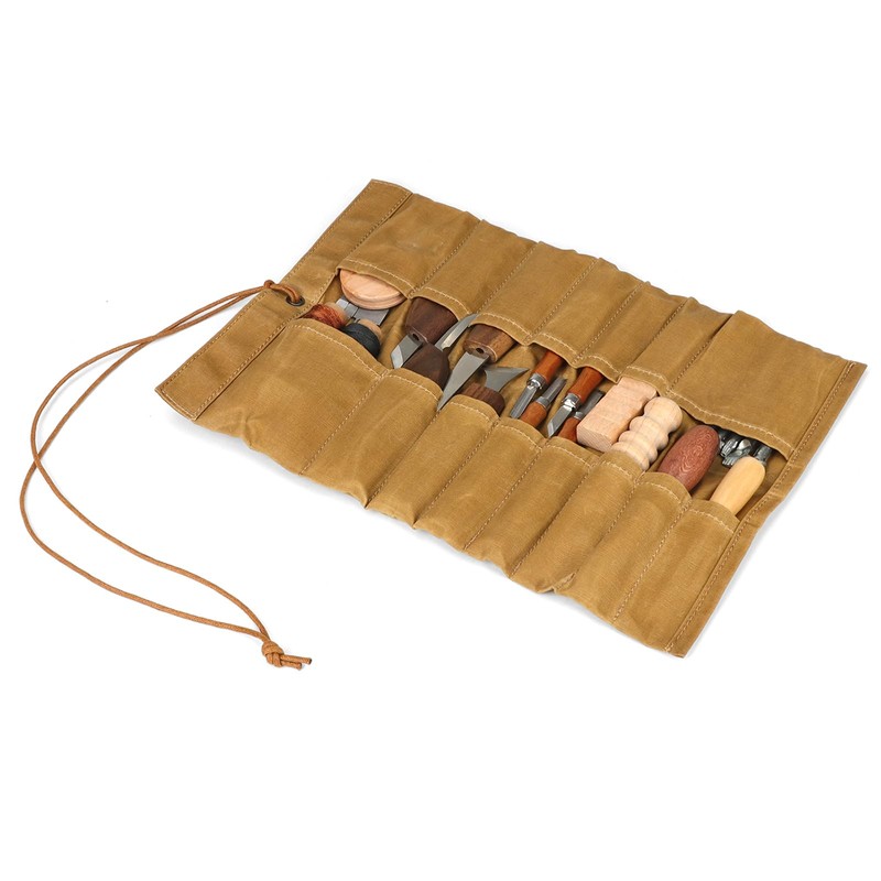 Tourbon Portable Small Tool Bag Canvas Roll Up Knife Tools
