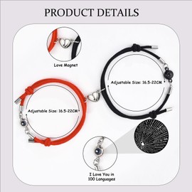 QianSiLi Couple Bracelets, I Love You in 100 Languages Projection Bracelet, Adjustable, Couple Gifts for Him Her Boyfriend Boyfriend Anniversary Gift Birthday Valentine's Day, Nylon Stainless Steel