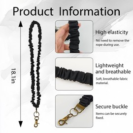 Daxilonyz Stretchy Fabric Scrunchie Lanyard for ID Card Keys,Scrunchy Cute Stretchy Neck Keychain with Clip for Teachers, Nurses(Black)
