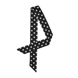 Allegra K Neckerchief Ribbon Scarf, Rectangle, Thin, Polka Dot, Hair Ornament, Bag Decoration, Silk-like, Office, Black, Medium Dot, S, black medium dot