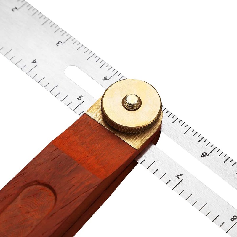VOANZO 9Inch Adjustable Carpentry Square Bevel Gauge Wooden Sliding T