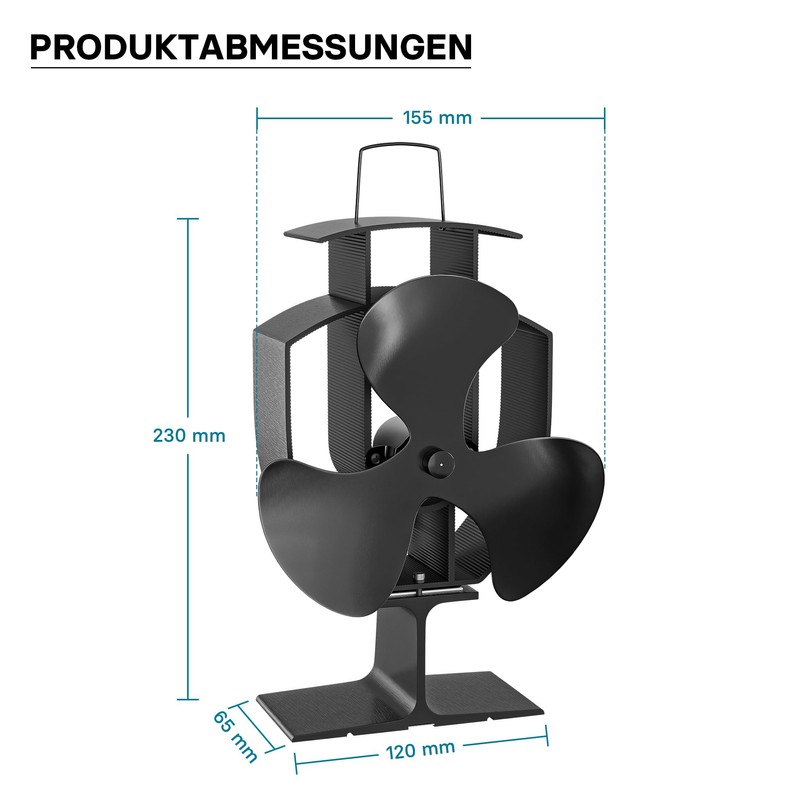 Wiltec Fireplace Fan with 3 Blades 50 to 300 °C,