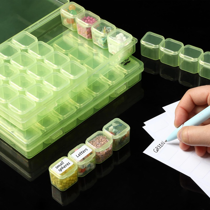 Mr. Pen- Bead Storage Containers, 28 Grids, 2 Pack, Transparent