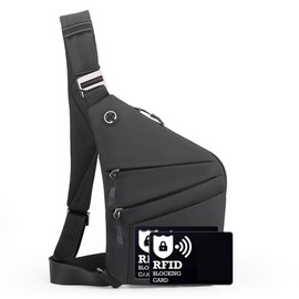 Ibalulu Gipfelfreund Anti-Theft Bag, Anti-Theft Shoulder Bag with Multiple Pockets, Shoulder Bag, Water Resistant Chest Bag, Security Bag, Travel, Anti-Theft for Men and Women, Left shoulder black