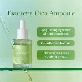 MEDICUBE Exosome Cica Ampoule serum calmante para rostro con Centella Asiática, Niacinamida y Tea Tree, ideal piel sensible o con tendencia a acné, co