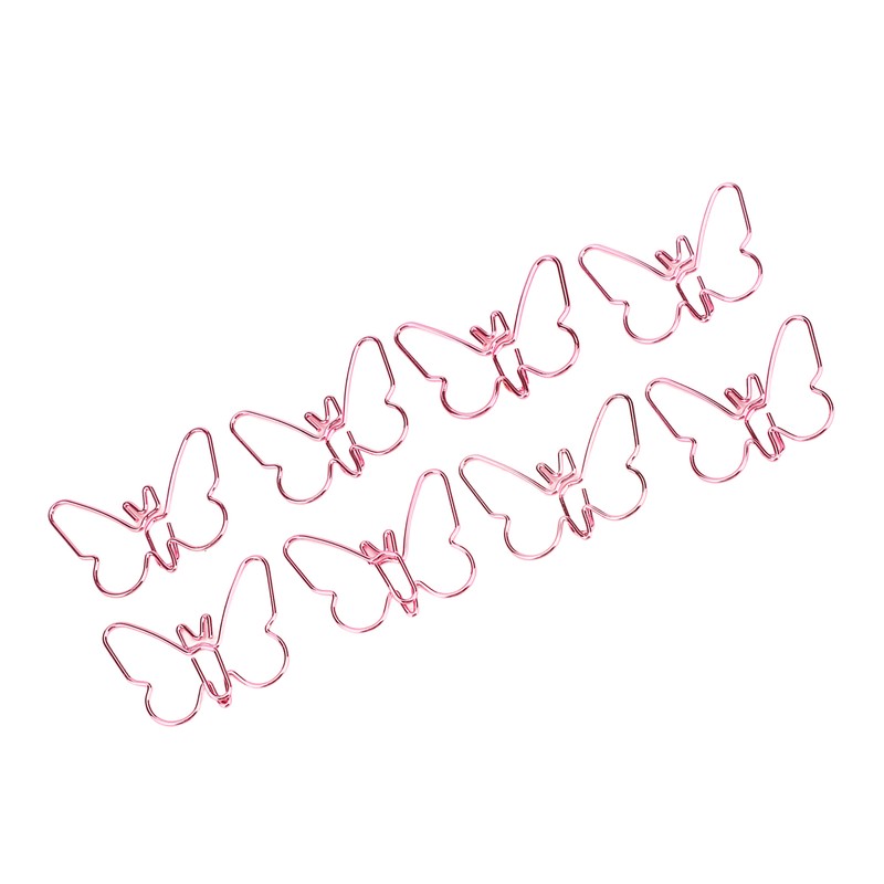 50Pcs Pink Butterflies Paperclip Cartoon Color Plating Innovative Cute Paperclips