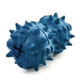 HugglePets Tactical K9 Natural Rubber Bouncer Dog Toy | Durable Heavy Duty | Bouncy Treat Dispenser for Reward Training | Blue | Spikey Dental Chew & Play Fetch Toy | For Big Dogs - Aggressive Chewers
