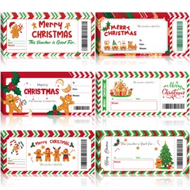 Tenare 48 Pcs Christmas Coupons Gingerbread Blank Vouchers Christmas Gift Certificates for Clients Christmas Customer Redeem Vouchers for Xmas Party 4 x 9 Inch for Given As Gifts to Family and Friends
