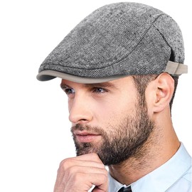 Yutdeng Flat Cap Men's Autumn Winter Flat Cap Peaked Cap Beret Cap Men's Beret Cap Flat Cap Gatsby Newsboy Hat Adjustable Men's Hat Driving Cabbie Hunting Caps Vintage Hat Cotton Hat, A-light grey