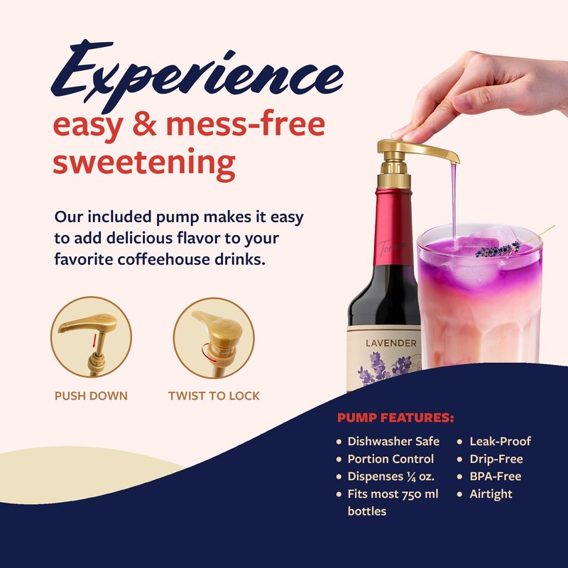 Torani Puremade Syrup, Lavender Flavoring for Drinks, Glass Bottle with