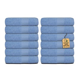 Softolle Premium Wash Cloths - 100% Combed Ring Spun Cotton WashCloth - Pack of 12 Luxury Washcloths – Ultra Soft Face Towels - Highly Absorbent Wash Cloth for Face- 13" x 13" Inches (Sky Blue)