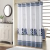 BESTRIPES Lighthouse Fabric Shower Curtain, Blue Gray and White Coastal