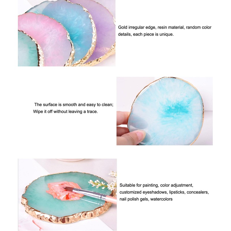 3 Stück Resin Nageldesign-Palette mit Farbmischung & Goldrand – Gel-Farbdisplay
