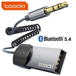 Toocki Aux to Bluetooth 5.4 Adapter 3.5mm Bluetooth Receiver for Car USB 2.0 to 3.5mm Jack Kit with Built-in Mic Auxiliary Input for Hands-Free Calls, Compatible with Car Speakers and Home Audio