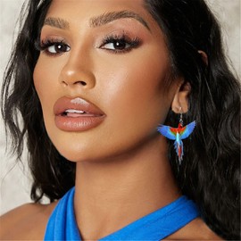 WCRAZYE 9 Pairs Cute Animal Earrings - Unique Owl, Dove, Eagle, Hummingbird & Parrot Designs - Colorful Acrylic Bird Earrings - Statement Pet Jewelry