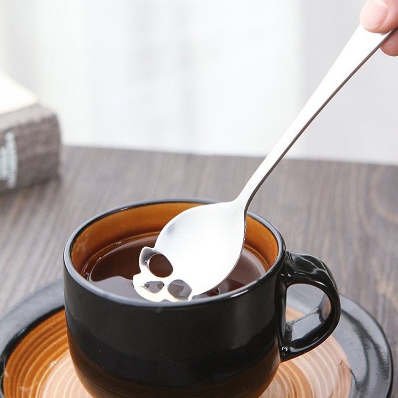 304 Stainless Steel Skull Sugar Spoon Dessert Tea Coffee Stirring