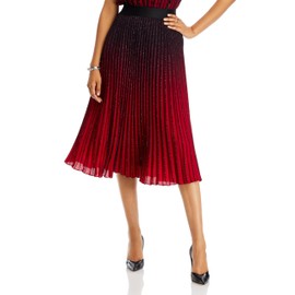 T. Tahari Women's Embellished Pleated Midi Skirt (Black/Ruby Red, Small)