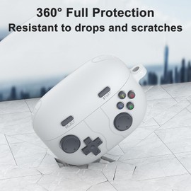 Feigand Silicone Case for Sony Linkbuds S, Game Console Design with 3D Decompression Button Protective Cover with Carabiner Accessories (Black)