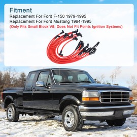 JDMSPEED New Red Cap HEI Distributor and Plug Wires 289-302 Replacement For Ford Small Block