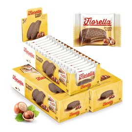 Fiorella Crunch Wafer Cookies, Milk Chocolate Covered Crispy Thin Crunch Wafers with Hazelnut Cream Filling, Chocolate Biscuits, 18 Individually Wrapped Snacks, Pack of 3