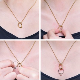 Adjustable Ring Holder Necklaces for Mom, Cute Heart Stainless Steel Wedding Engagement Ring Chain for Women Men, Stainless Steel, No Gemstone