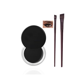 Waterproof Gel Eyeliner Pot Set with 2PCS Brushes, Long Lasting Smudge-Proof Formula, High-Intensity Pigments for Eyes and Brows, Black Pot for Bold Eye Makeup Looks