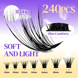 ACTROL Individual Eyelash Lashes Clusters 40D 0.07 12-18mm Mix D Curl - Natural & Bold Volume Lashes, Reusable DIY Lash Extensions for Customized Looks - Hypoallergenic & Cruelty-Free