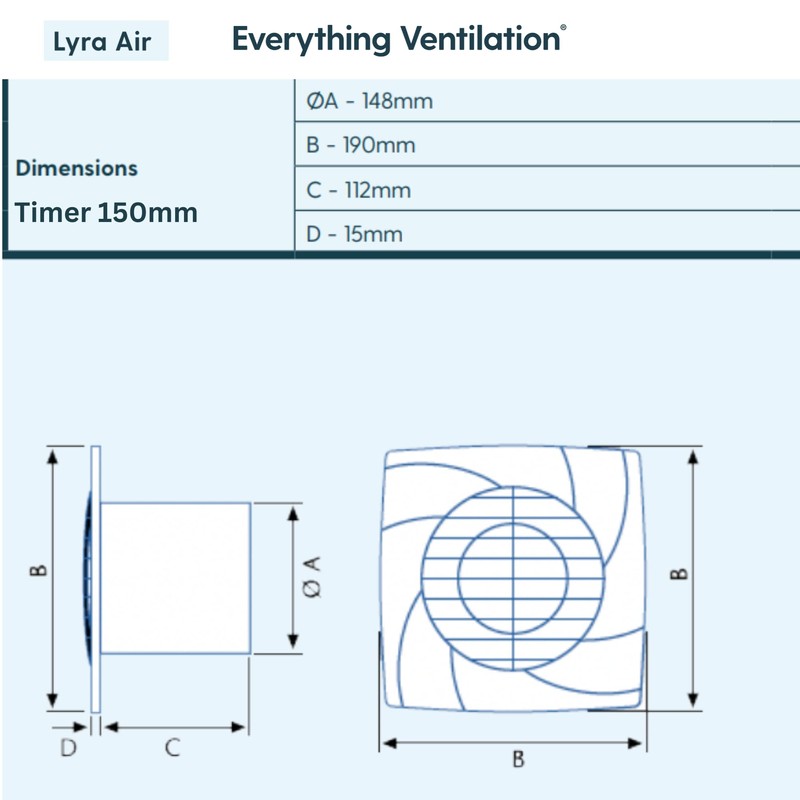 Low Profile Axial Bathroom Extractor Fan | Wall or Ceiling