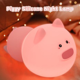 Rusoso Pig Kids Night Light, Portable LED Baby Night Light Kids Night Lamp, USB Chargeable Battery Silicone Baby Sleep Lights for Children Kids Baby Boy Girl Gifts Cute Room Decor Bedroom Decor