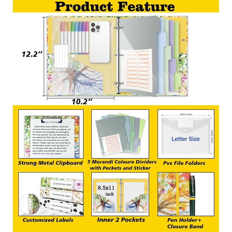1 Inch 3 Ring Binder Organizer, Three Ring Binder with