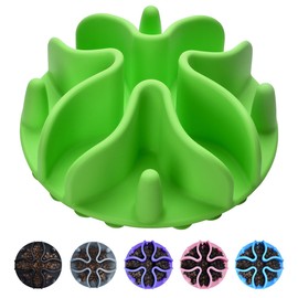 Slow Feeder Dog Bowls Insert, Silicone Dog Slow Feeder Bowl with Strong Suction Cups Perfect for Stainless Steel Glass Ceramic Dog Bowls (Green, Small Size)