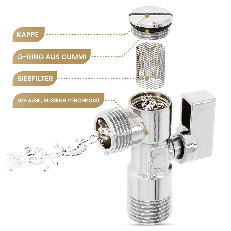 Angle Valve with Filter 1/2 Inch Male x 1/2 Inch