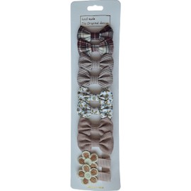 Laufal Girls Fabric Covered Hair Clips Set No Pull (Beige)
