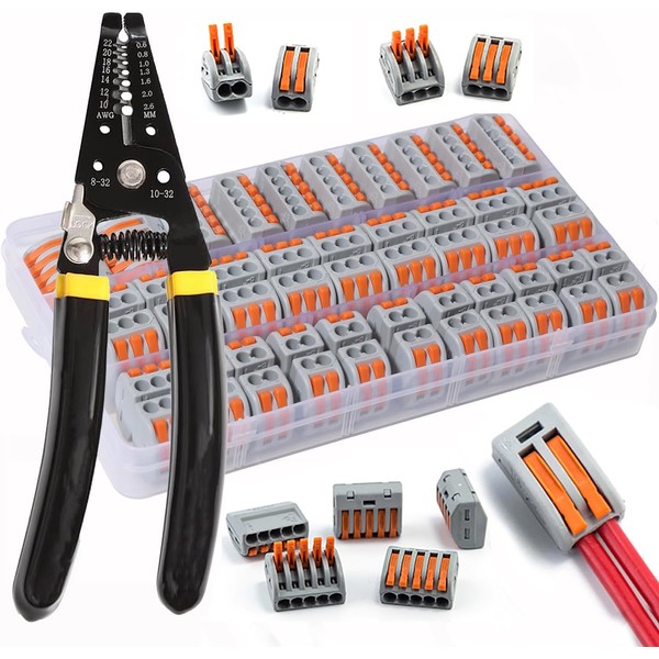 XINTAIHELE 50PCS Lever Nuts Wire Connectors Wire Stripper Kit 2/3/5Port